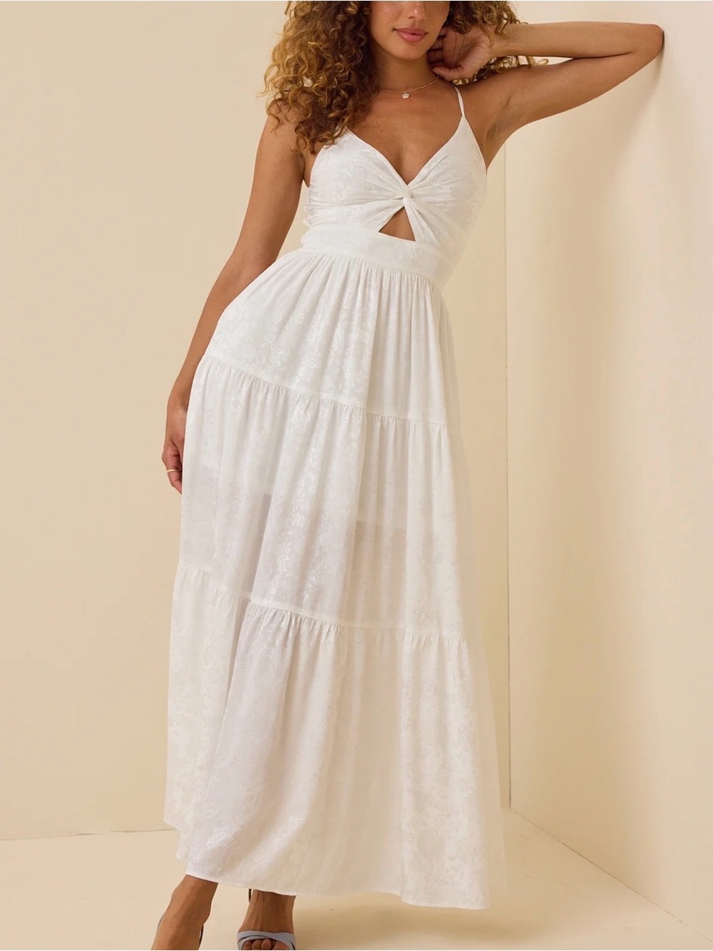 Altard State Kellsa Jaquard Satin Maxi Sun Dress Floral Small S White Prairie